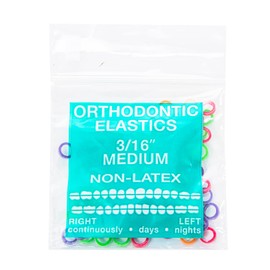 JMU Orthodontic Elastics 3/16 Inch Medium Neon Non-Latex 4.5oz 100 pack Intraoral Elastic Bands Dental Rubber Bands Made in USA