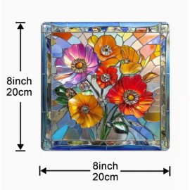 Unbranded Suncatcher Vibrant Poppy Bouquet Acrylic Suncatcher, 8"x8" Hanging Decor