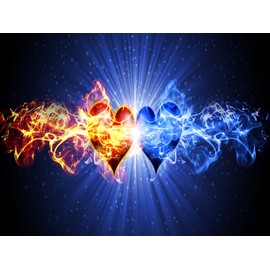 DZJYQ 6.5x5ft(2x1.5m) Gorgeous Red Blue Dreamlike Dazzling Fire Light Romantic Lover Heart Propose Wedding Celebration Lunch Dinner Birthday Party Decoration Backdrop Photography Background 31