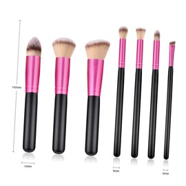 IWOWHERO 7pcs Travel Makeup Brush Set Makeup Brushes Wooden Handle Soft Nylon Bristles for Women