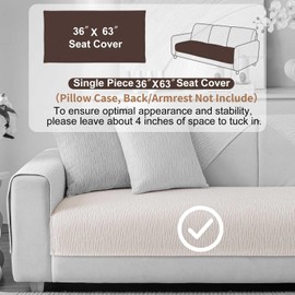 Aucrovee Soft Waterproof Chenille Cover Washable, Non Slip Sectional Sofa Covers for 3 Cushion Couch Sofa L Sharped Sofa Slipcover for Pets, Furniture Protector (1 PCS 36"x63" White)