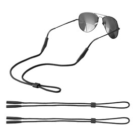 CALLYSONIC Pack of 2 Sports Glasses Strap, Cotton Rope Glasses Strap, Men, 35 cm Glasses Straps for Men and Women, Adjustable Sports Glasses Strap, Sunglasses Band, Anti-Loss Glasses Straps, Black 2