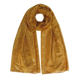 Lina & Lily Women's Head Scarf Hijab with Foil Gold Glitters (Mustard)