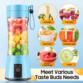 Cordless Personal Size Portable Blender - 380Ml Blender Smoothies and Shakes, BPA Free Traveling Juice Cup with Powerful Blending, Freshly Squeezed in Sports/Travel/Home
