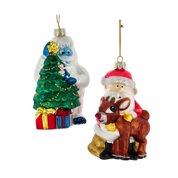 Rudolph The Red Nose Reindeer® Glass Santa and Bumble Ornaments,