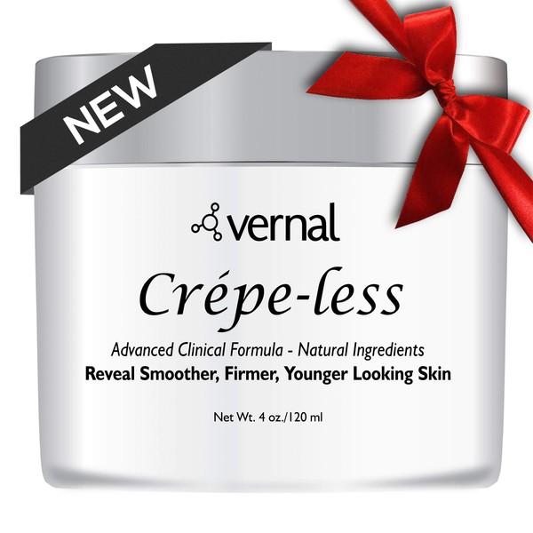 Vernal Crepe-less crepey skin firming cream to repair crepey arms, neck & hands. Organic tightening cream to erase crepy skin on arms, neck and body. Made in USA (4 Oz)