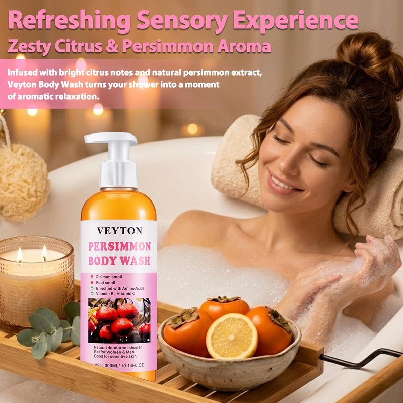 Persimmon Body Wash for Old People Smell, Persimmon Deodorant Bar
