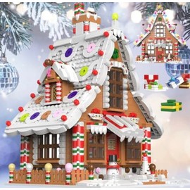 General Jim's Christmas Gingerbread House kit Building Block Bricks Set, A Great Holiday Present Idea for Christmas (1,455 Pieces) Modular Building Great for Teens and Adults