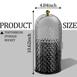 Multifunctional Rotating Toothbrush Holders with Sliding Lid, The 3-Slot Bathroom Countertop Vanity Organizer Perfect for Tooth Brush, Toothpaste, and Makeup Brushes Holder Storage (Black)