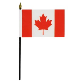 Canada Table Flag 4'' x 6'' - Canadian Desk Flag 15 x 10 cm - golden spear top - Drapeau Canada AZ FLAG