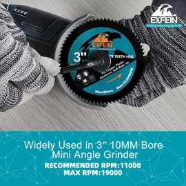 EXFEIN 3 Inch Circular Saw Blades Sets for Metal & Wood Cutting, 75mm Cutting Discs Fits Angle Grinder with 3/8"(10mm) Arbor