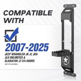 EYOUHZ for JK JL JT Hinge Step Foldable Foot Pedal with Bottle Opener Compatible with 2007-2025 Jeep Wrangler JK JL JKU JLU & Gladiator JT 2/4 Doors, Foot Step Accessories Star Sign Door(2 PCS)
