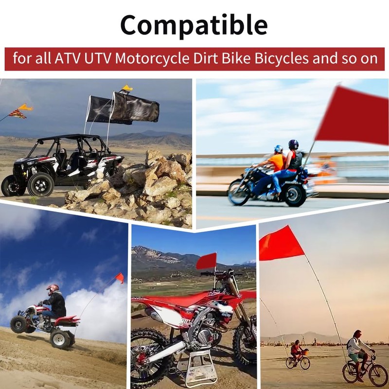 1Pcs 1/4'' Flag Poles Compatible with All ATV UTV Motorcycle