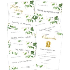Olivia Samuel Baby Shower Charades - Botanicals Design (Includes 38 Charade cards and How to Play Instructions + Winner's Certificate)