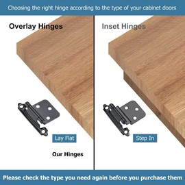 12 Pack Kitchen Cabinet Doors Hinges Black, Self Closing Overlay Face Mount Cupboard Hinges with Screws(6 Pairs)
