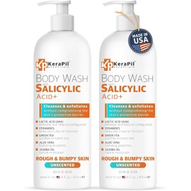 KERAPIL- Gel de baño con ácido salicílico: no reseca la piel, exfolia suavemente la piel áspera y con bultos, gel de baño para el acné corporal.