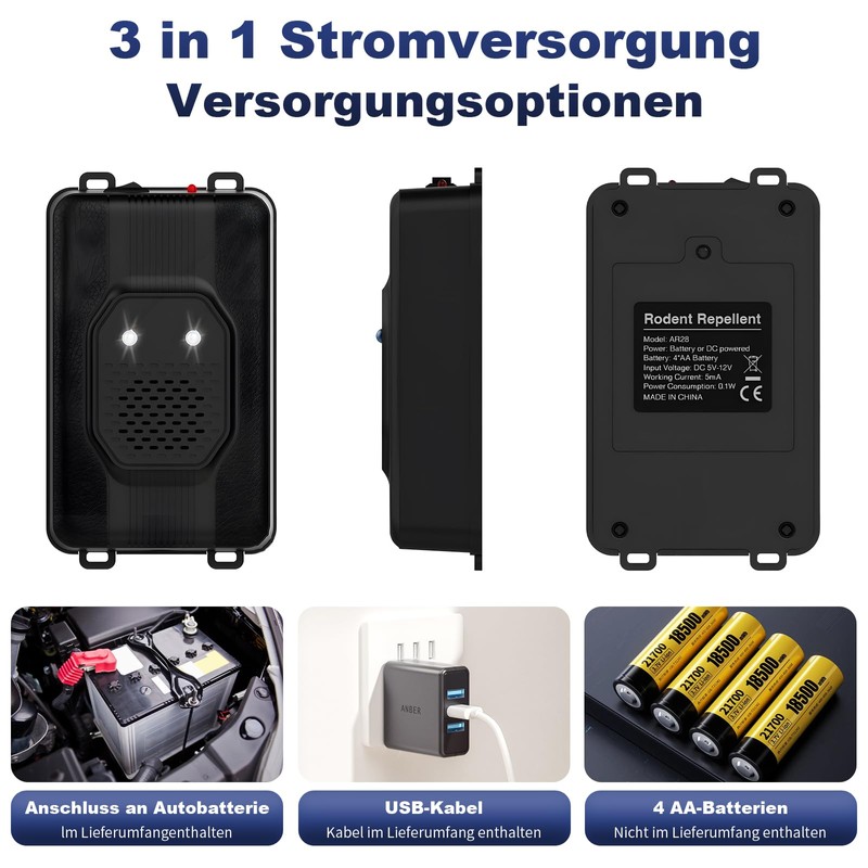 TEOV Ultrasonic Marten Deterrent with LED Flash Light, Area of
