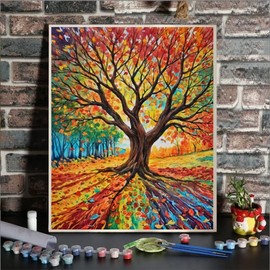 ldazao Tree of Life Paint by Numbers Kit for Adults Beginner DIY Painting Kits for Adults Stained Glass Easy Paint by Number Acrylic On Canvas Drawing Colorful Paintworks Artwork 16 X 20 Inch