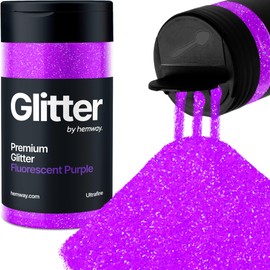 Hemway Fluorescent Purple Glitter Ultrafine 130 g / 4.6 oz Powder Metallic Resin Craft Glitter Flake Sequins for Epoxy Cups, Hair Face Body Eye Nail Art Festival