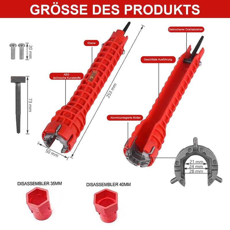 Cfcyhla Sink Installer Tool, Sink Key, Tap Key, Multifunctional Pipe