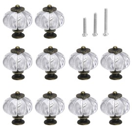 IEIK Acrylic Pumpkin Knobs, Clear Cabinet knobs Set of 10 Vintage Decorative Handles Pulls for Doors, Closet, Drawers, Dresser, Cupboard, Kitchen Furniture or Kids Room