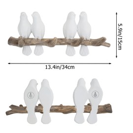 QUMENEY Birds Hook Wall Hanger Resin Decor Hook Mounted Coat Robe Hook Key Organiser Rack for Living Room Bathroom Kitchen (4 Birds)