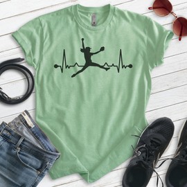 EVERTREE CLOTHING Softball Pitcher Heartbeat, Unisex Women's Shirt, I Love Softball Pitching Lover Player Coach Gift, Heather Apple Green, X-Small