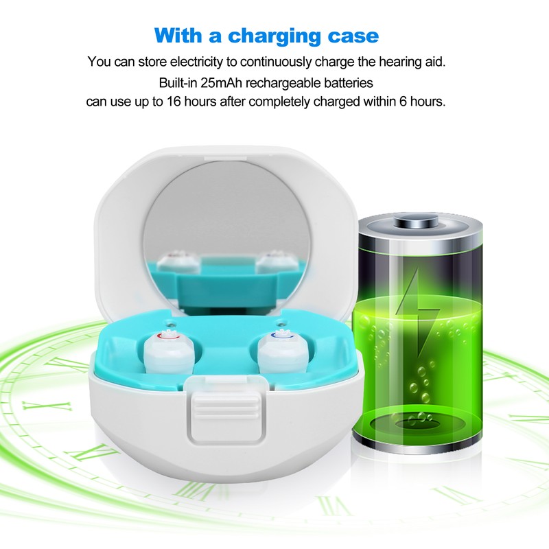 Double Direct Charging Hearing Aid Earphone Ear Aid White Layered