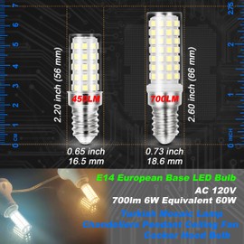 E14 6W European Base LED Turkish Lamp Bulb Equivalent 60W Daylight White 6000K 700lm AC120V E14 C7 T6 LED Bulbs for Persian Moroccan Lamp Chandeliers Ceiling Fan Bulb Under Cabinet Lights, 3 Pack
