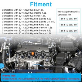 JDMON Engine Oil Cooler Replacement for 2017-2020 Kia Soul Optima 1.6L, Hyundai Elantra Kona Veloster Compatible with 264102B740, 264102B710, 264102B730