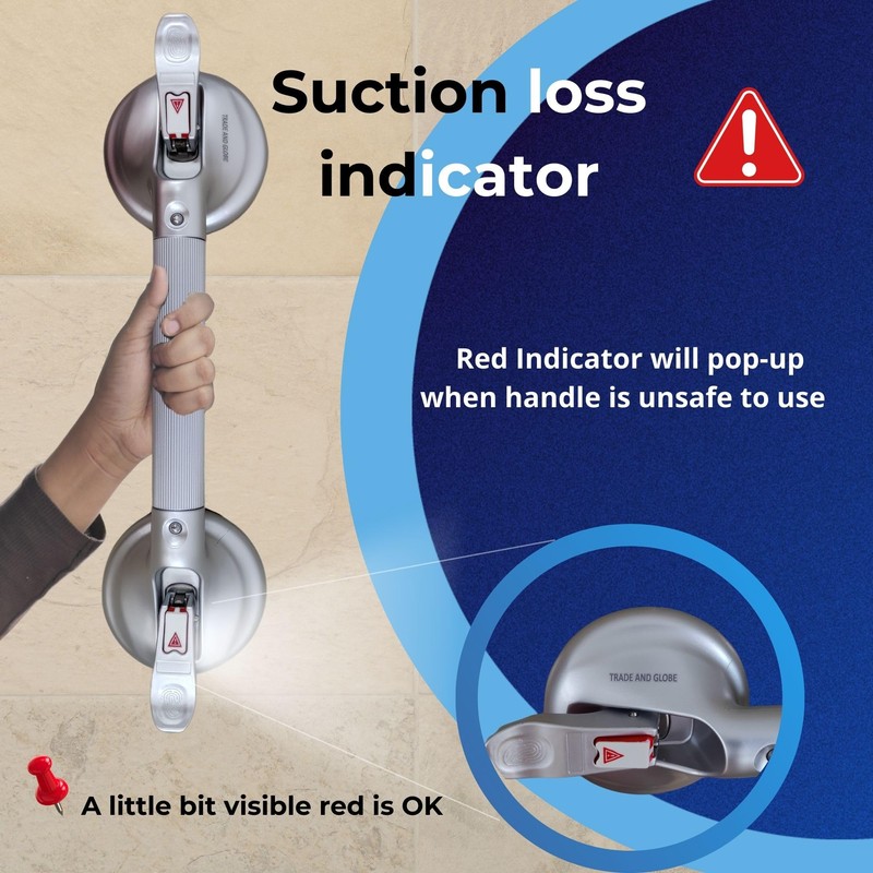 Heavy Duty Grab Bar with Large Suction Cups for Shower