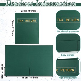Kosiz Kosiz 100 Pcs Tax Return Folders Bulk 9 x 12 Inch 2 Pocket Gold Foil Stamped Folder with Pockets for Business Office Storing or Handling Personal and Customer Tax Return Organizer (Green)