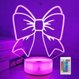 OkiyiD Cheerleader Gifts for Girl, Cheer Bows Night Light 3D Illusion Lamp with 16 Colors Changing Remote Control, Cheerleading Competition Gifts for Girls Coach Team Bedroom Pink Decor