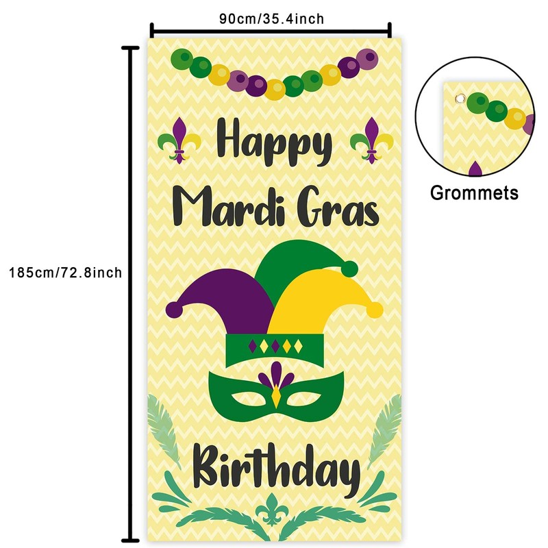 Happy Mardi Gras Masquerade Masks Purple Green Gold Banner Happy