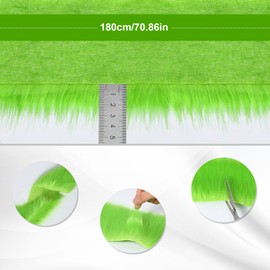 2 Pcs 3.94 * 70.87 Inch Faux Fur Fabric for Crafts Shaggy Plush Faux Fur Fabric White Faux Fur Green Craft for DIY Christmas Winter Gnome Beard Doll Costume Camera Floor Mats Decor