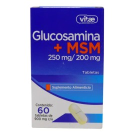 Glucosamina + Msm, Caja Con 60 Tabletas De 900 Mg Sabor Sin Sabor