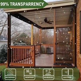 Thorkok Clear Tarps with Grommets Heavy Duty Clear Waterproof Tarp Plastic Transparent Tarpaulin Rainproof Cover for Winter Cover Plants Chicken Coop Greenhouse Garden Patio Furniture Pets(6ft×6ft)