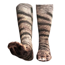 Givurao Funny 3D Animal Paw Socks, 3D Print Animal Cat Feet Pattern Novelty Socks Unisex Paw Crew Socks for Women Men White Elephant Gag Gifts Birthday Party Favors Christmas Stocking Stuffer