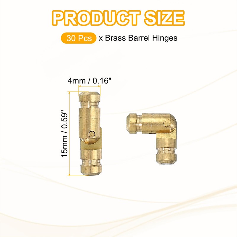 PATIKIL 30pcs Concealed Brass Bucket Hinges 0.6"x0.16" Clear Hinges Folding