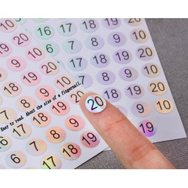 Mini Skater 20 Sheets 1 to 20 Consecutive Laser Number Stickers Round Self Adhesive Reflective Inventory Storage Organizing Labels Sticker 2/5 Inch for Nail Polish Bottle Lipstick