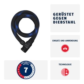 Abus Ivera Steel-O-Flex 55137 Armoured Cable Lock, 7200/85, 85 cm, Black, 55137, black, 85 cm