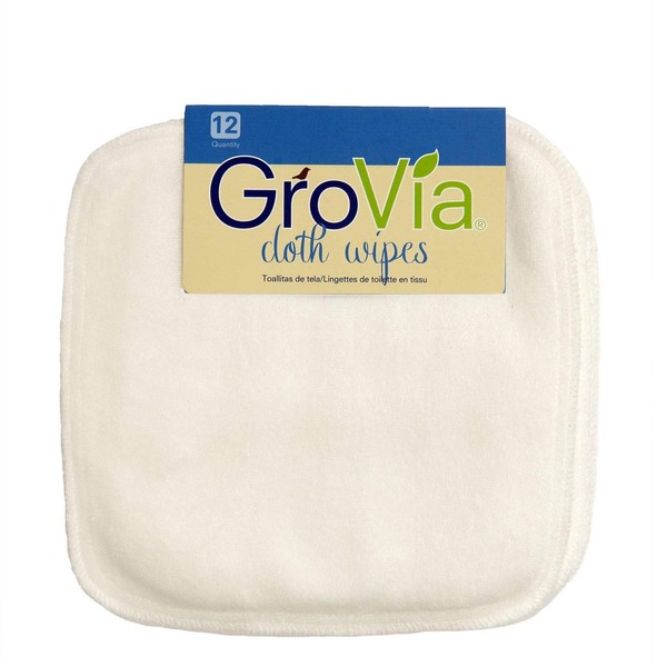 GroVia Reusable Cloth Diapering Wipes, 12 Count