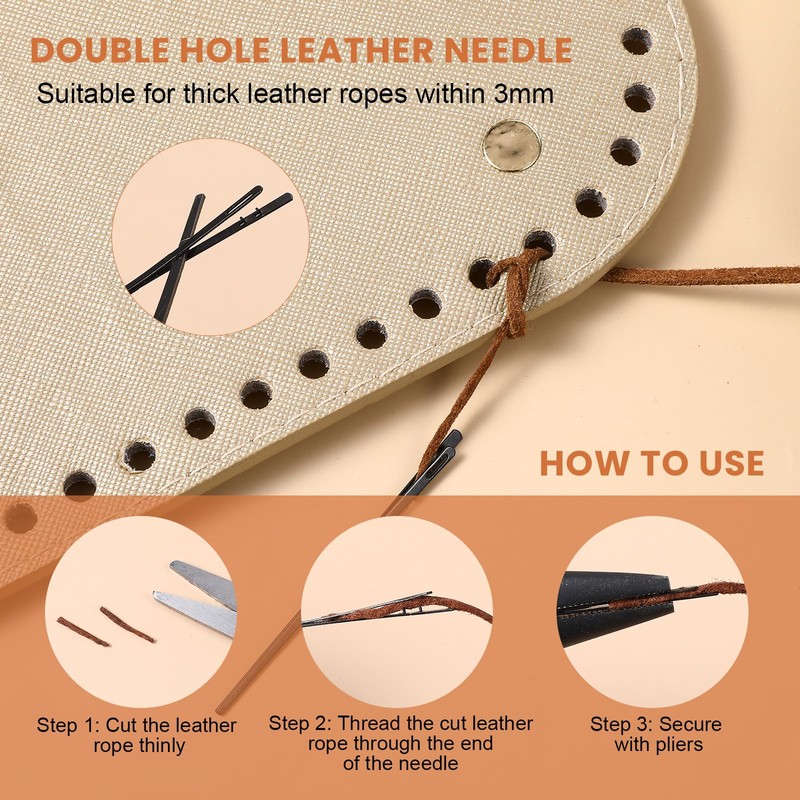 2 Pcs Sewing Leather Needle Manual Lacing Threading Knitting Leather