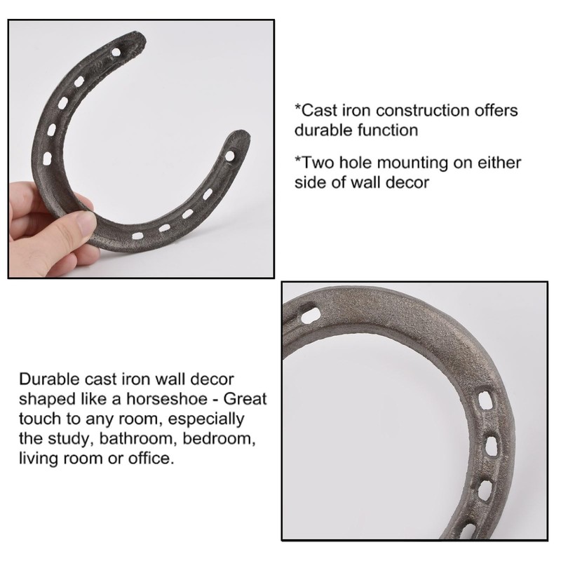Morobor Cast Iron Horseshoe Wall Decor, 2pcs Medium Horseshoe Durable