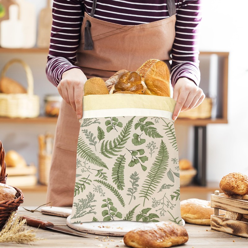 SINENRY Herbs Eucalyptus Leaves Bread Bags for Homemade Bread, Botanical