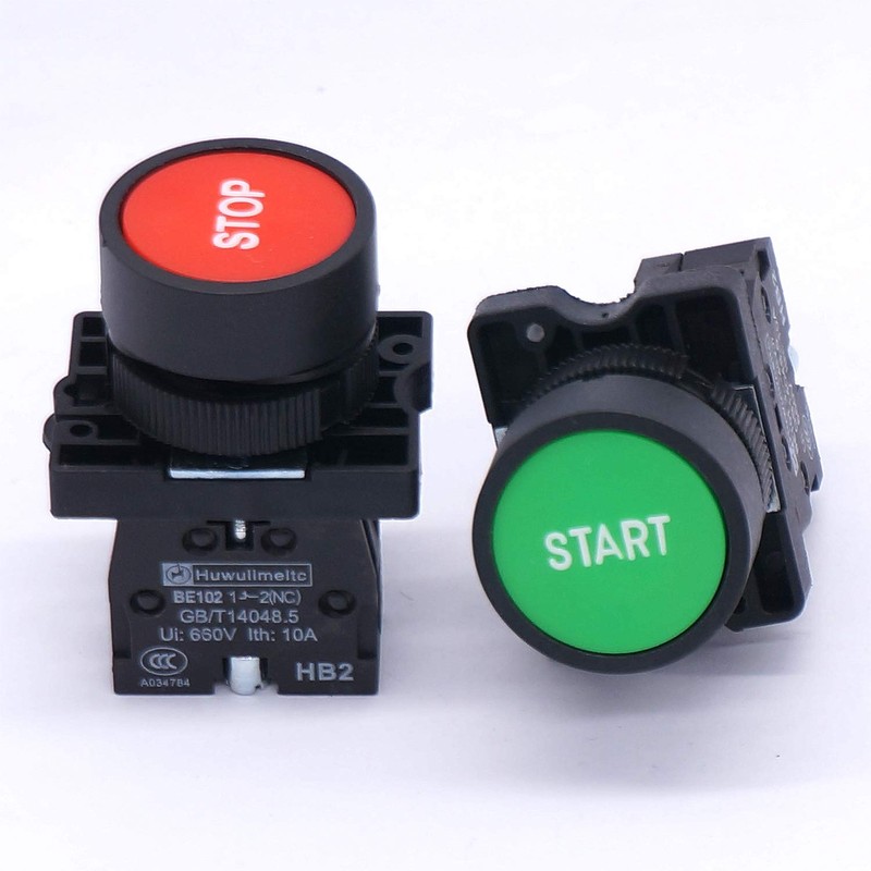 Taiss Momentary Push Button Switch Start/Stop Red Green Sign NO