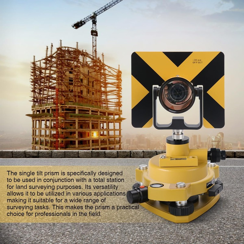 Mountlaser Surveying Prism, All-Metal Single Tilt Prism With Soft Bag