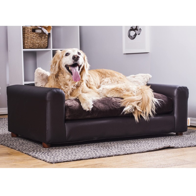 Moots Premium Leatherette Pets Sofa, Espresso, Medium/Large