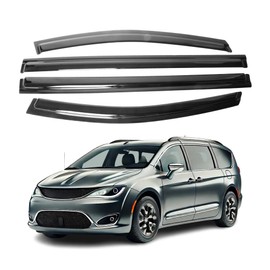 Fit for Chrysler Pacifica 2017 2018 2019 2020 2021 2022 2023 2024 2025 ; Premier Smoke Window Visor Set - Sun, Rain, and Vent Protection, 4-Pieces Tape-On Window Deflector Guard Kit; 2mm-Thick