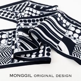 MONGGIL Skinny Scarf 59" Hair Neck Scarves for Women Dot Pattern Printed Purse Bag Scarf for Handbang Silky Long Thin Fashion Headscarf 59" x5.9” (MG-BL-215)